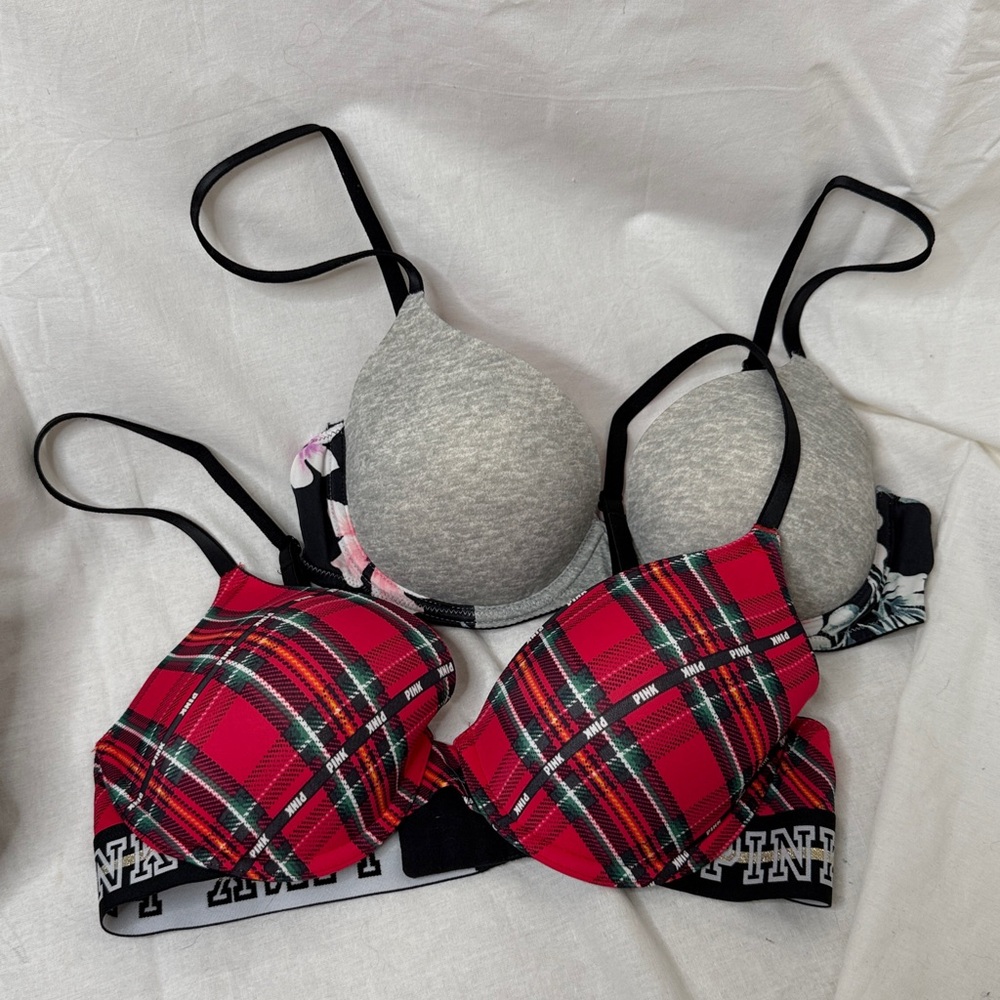 LOT Victorias Secret PINK Lightly Lined T-Shirt Bra 34C - Picture 3 of 14